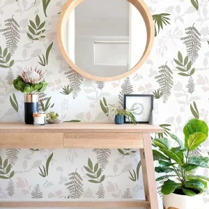 Papier peint feuillage pour salle de bain