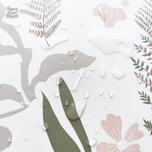 Papier peint salle de bain avec motif verdoyant