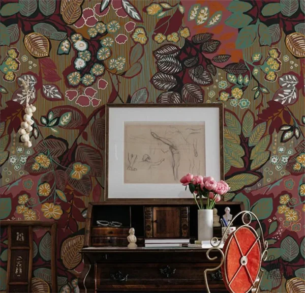 Papier peint vintage au design floral raffiné et élégant
