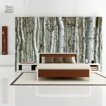 Papier peint inspiré de la forêt avec motifs de troncs