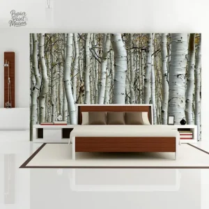 Papier peint inspiré de la forêt avec motifs de troncs