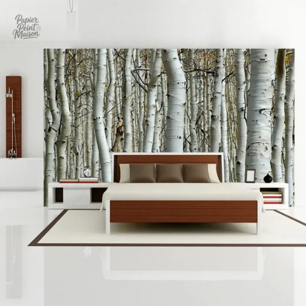 Papier peint inspiré de la forêt avec motifs de troncs