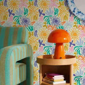Papier peint tropical abstrait aux motifs colorés