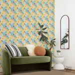 Papier peint aux éléments tropicaux stylisés