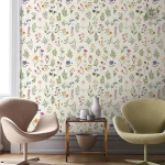 Papier peint végétal beige, design naturel et élégant