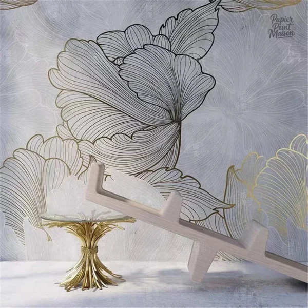 Papier peint avec motifs de plantes, style contemporain