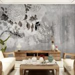 Papier peint végétal noir et blanc élégant pour décoration intérieure