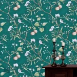 Papier peint végétal vert au design naturel