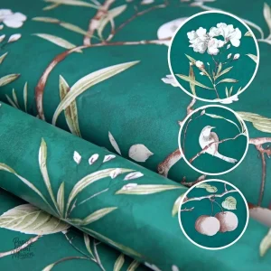 Papier peint vert inspiré de la nature, style végétal
