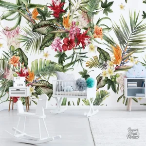 Papier peint végétation intissé pour décoration intérieure