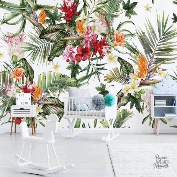 Papier peint végétation intissé pour décoration intérieure