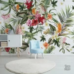 Papier peint intissé avec motifs de végétation luxuriante