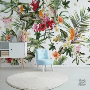 Papier peint intissé avec motifs de végétation luxuriante
