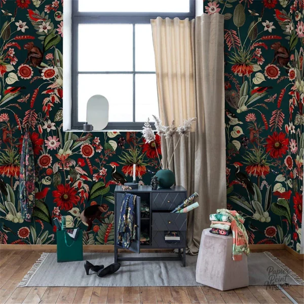 Papier peint vintage fleurs, design élégant et intemporel