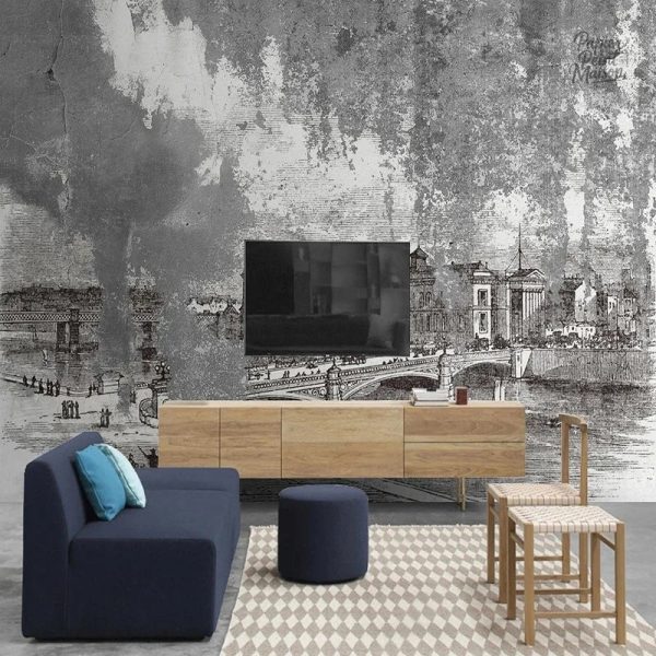 Papier peint au design vintage inspiré des usines
