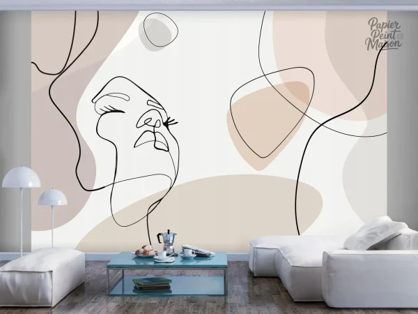 Papier peint visage abstrait pour décoration intérieure