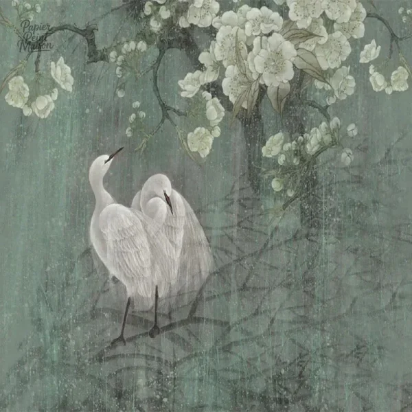 Décoration murale oiseaux en papier peint élégant
