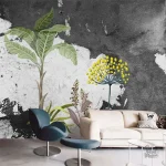 Papier peint intissé motifs palmiers pour décoration intérieure
