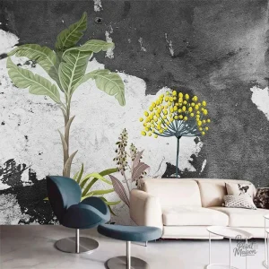 Papier peint intissé motifs palmiers pour décoration intérieure