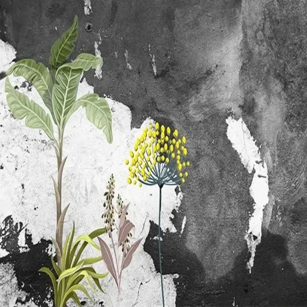 Papier peint intissé avec motifs de palmiers exotiques décoratifs