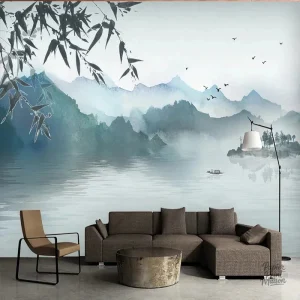 Papier peint paysage montagneux