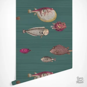 Papier peint avec illustration de poissons colorés pour décoration