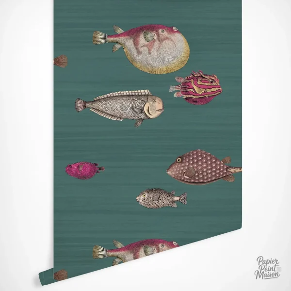 Papier peint avec illustration de poissons colorés pour décoration