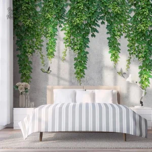 Tapisserie feuillage pour chambre, design naturel et apaisant