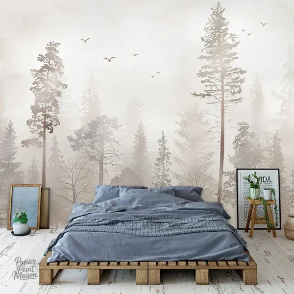 Papier peint forêt avec design verdoyant et élégant