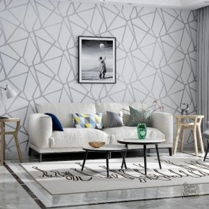 Tapisserie géométrique moderne aux motifs stylisés