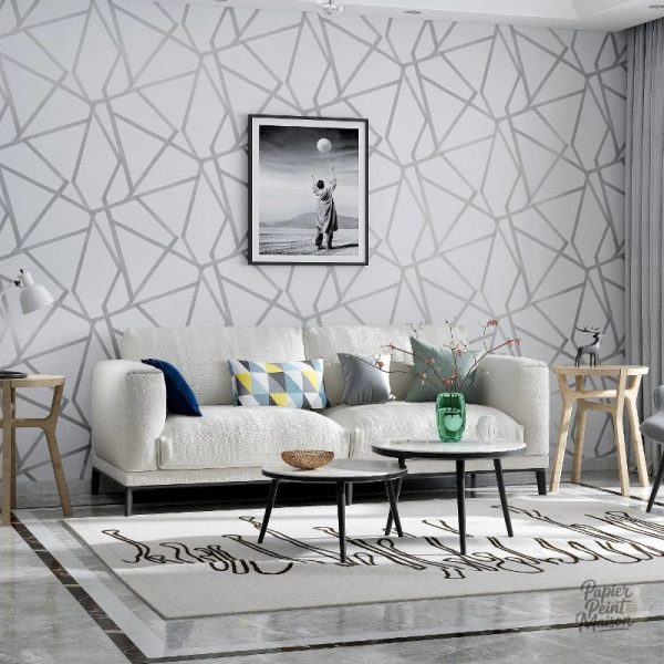 Tapisserie géométrique moderne aux motifs stylisés