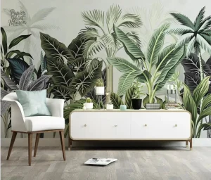 Décor mural jungle exotique, ambiance tropicale