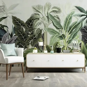 Décor mural jungle exotique, ambiance tropicale