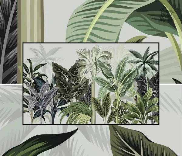 Papier peint jungle coloré, design naturel vibrant